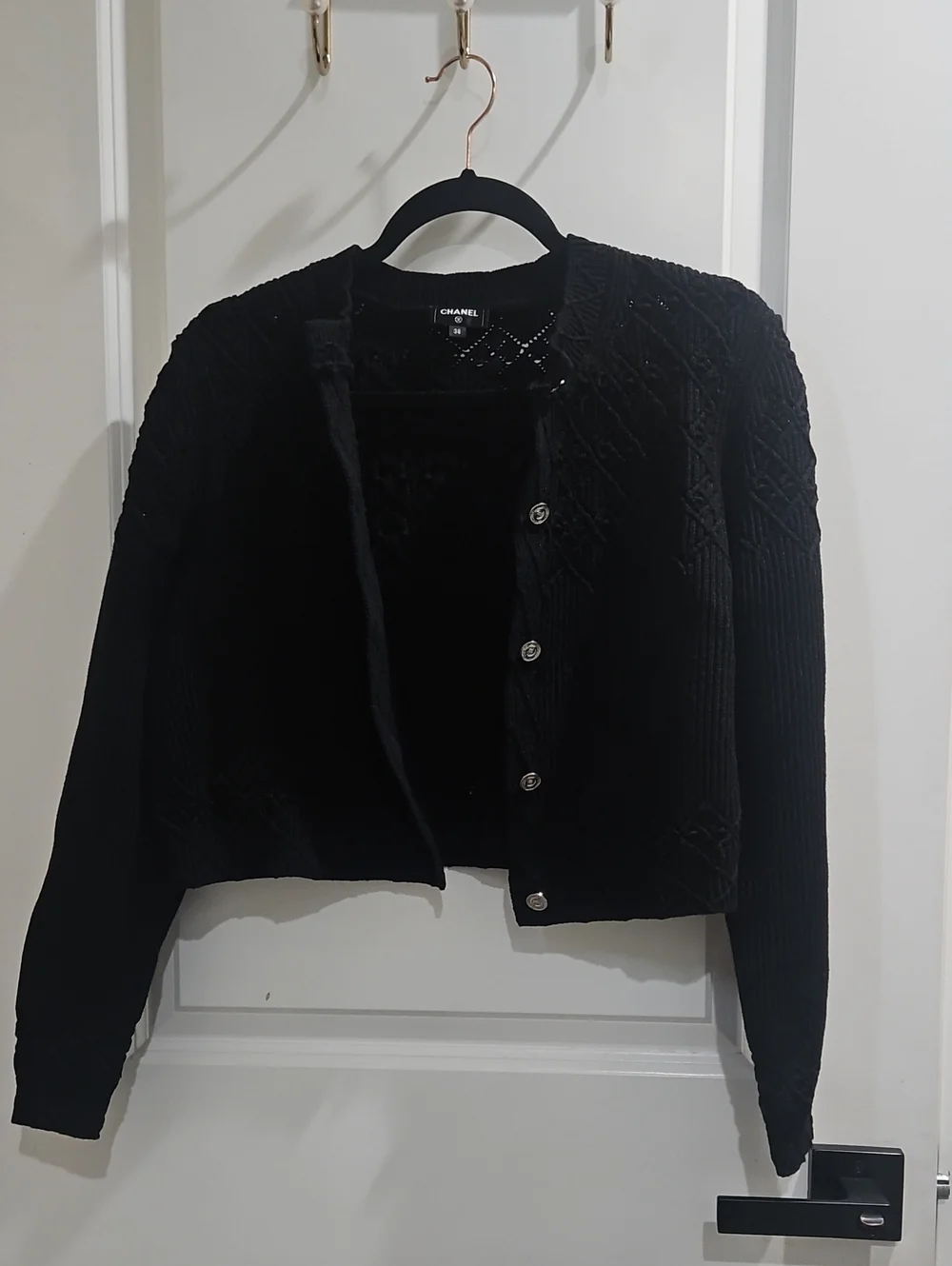 CHANEL Black Textured Knit Cardigan